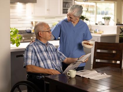 Home Health Aid with Patient Inside