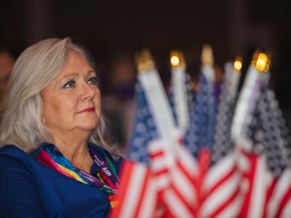 Advocate with Flags